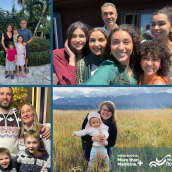 Top left: Dr. Stephanie Scott and family  Top right: Dr. Abir Hussein and family  Bottom left: Dr. Andrea Faryniuk and family Bottom right: Dr. Alison Freeman and her daughter