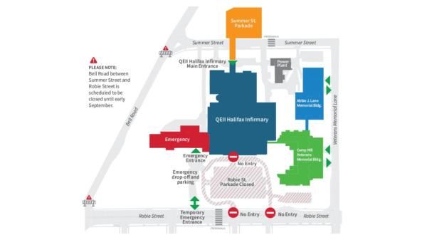 Map of new entrance to the Halifax Infirmary