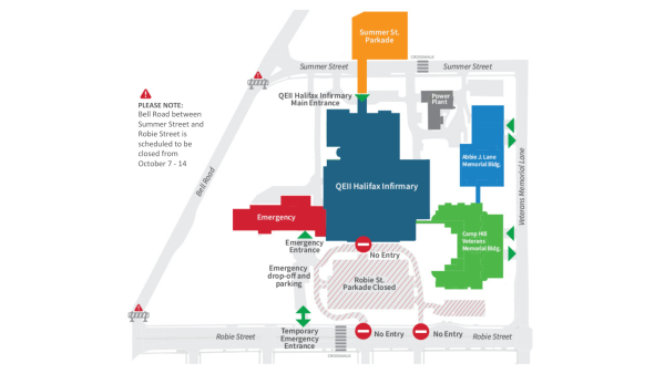 Entrance and parking changes at QEII Halifax Infirmary effective Aug ...