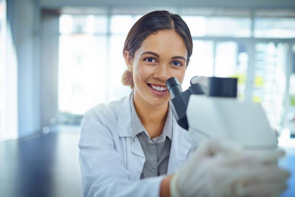 Woman at microscope