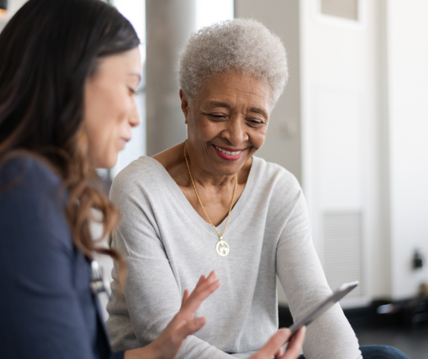 Healthcare provider educating patient