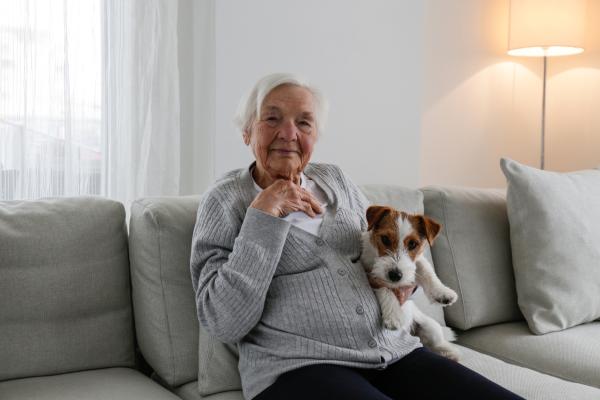 Older woman with a dog