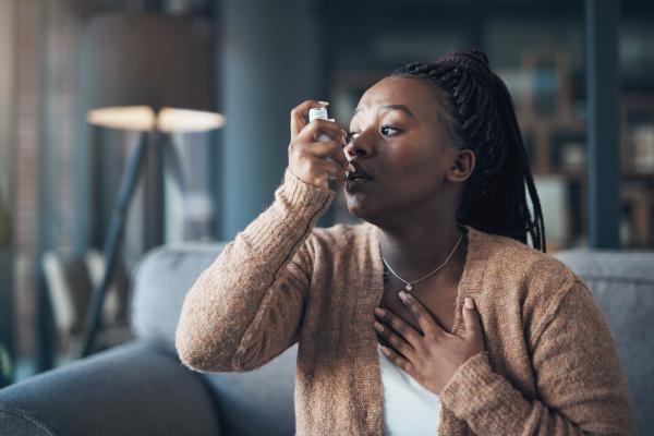 Woman with inhaler